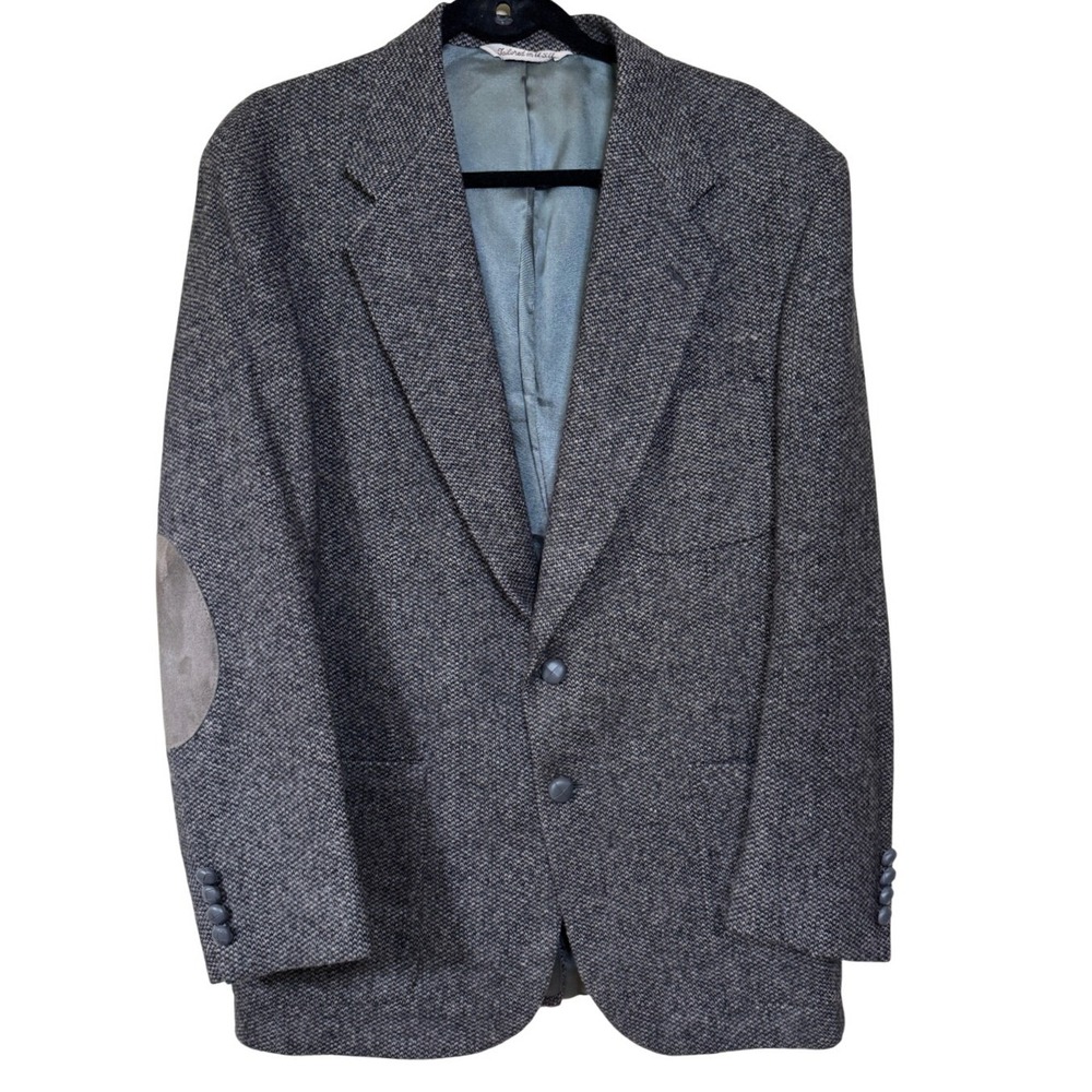 Stafford Mens Herringbone Tweed Blazer Jacket 42R Dapper Lambswool USA Ivy Style